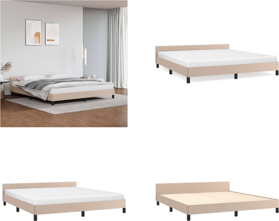 vidaXL Bedframe met hoofdeinde zonder matras Cappuccino 160x200 cm - Bedframe Met Hoofdbord - Bedframes Met Hoofdborden - Bedframe - Bed