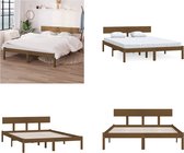 vidaXL Bedframe massief grenenhout honingbruin 140x200 cm - Bedframe - Bedframes - Bed - Bedbodem