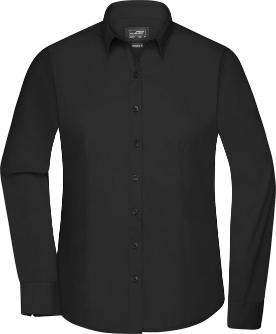 James and Nicholson Blouse Dames à manches longues (Zwart) Taille L