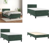 vidaXL Boxspring met matras fluweel donkergroen 100x200 cm - Boxspring - Boxsprings - Bed - Slaapmeubel