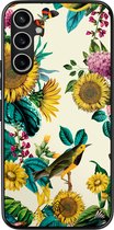 Casimoda® hoesje - Geschikt voor Samsung Galaxy A54 - Zonnebloemen / Bloemen - Zwart TPU Backcover - Bloemen - Geel