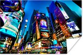 Times Square NYC in de avond Poster 90x60 cm - Foto print op Poster (wanddecoratie woonkamer / slaapkamer) / Amerikaanse steden Poster