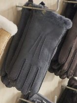 Dames handschoenen - S - winter handschoenen - warme handschoenen - Grijs - S - wol - Leder - schapenvacht
