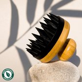 Scalp Massager Bamboe - Scalp Brush – Hoofdmassage - Hoofdhuid Massage Borstels – Siliconen Haarborstel – Haargroei