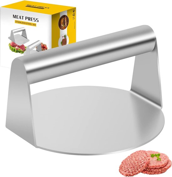 Zware Hamburgerpers Presse À Hamburger Ronde En Acier Inoxydable 304 5,5 Pouces Smash Burgerpers Gietijzer Platte Grill