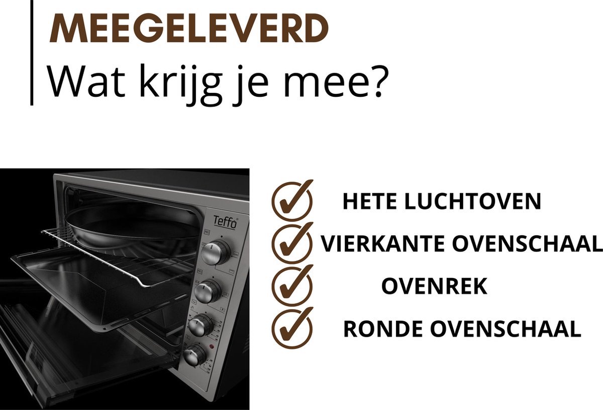 Teffo Vrijstaande Oven - XXL Pro - 70L - Elektrische Oven - Grijs – foto 7
