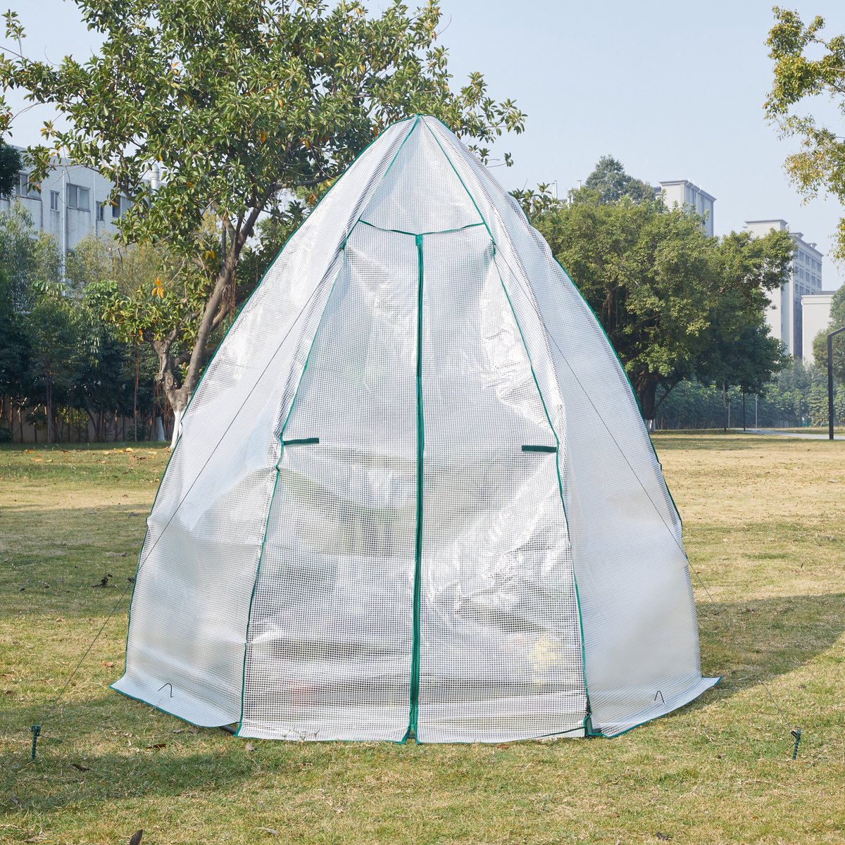 En.casa Tuinkas Hunze foliekas 200xØ240 cm wit en groen