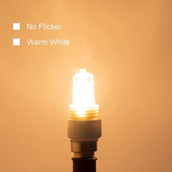 Een G9 halogeenlamp die een warm wit licht zonder flikkering produceert.