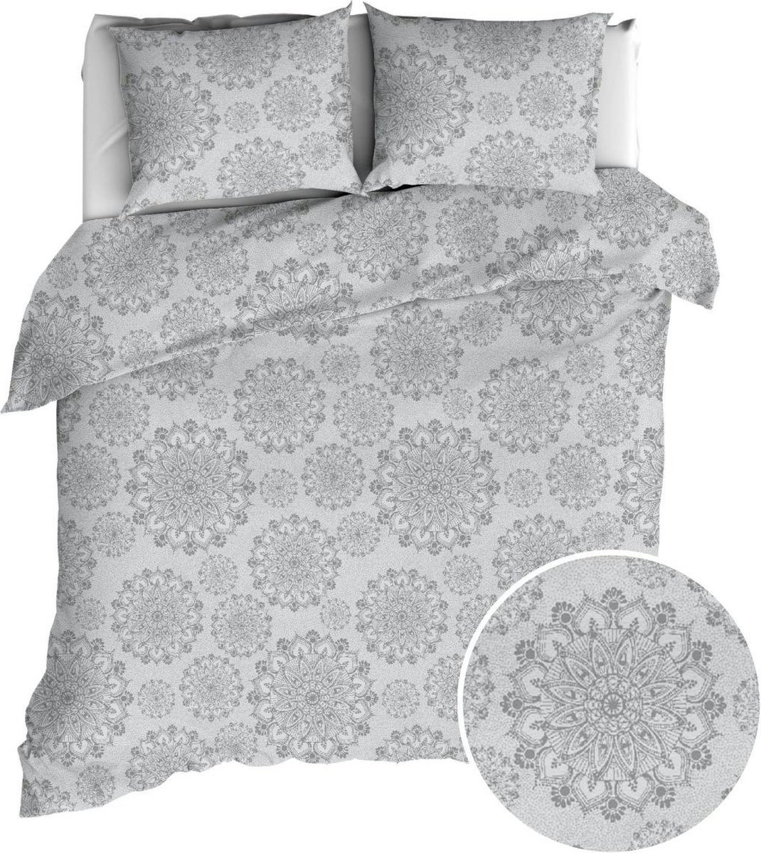 Romanette Jungfrau Dekbedovertrek - Lits-jumeaux - 240x200/220 cm - Silver