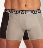 DIM 3D Flex Air Boxer Shorts pour hommes 2-Pack-Noir/Gris-Taille M - Coton - Élasthanne - Polyamide - Ajusté - Homme - Bande élastique