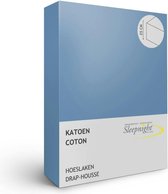 Hoeslaken en coton bleu (hauteur d'angle 25 cm) 1 personne