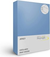Sleepnight Hoeslaken - Jersey - (hoekhoogte 30 cm ) shadow blue - B 180 x L 200 cm - Lits-jumeaux Strijkvrij - Geschikt voor Standaard Matras/Boxspring/Matras + Topper - 798512-B 180 x L 200 cm