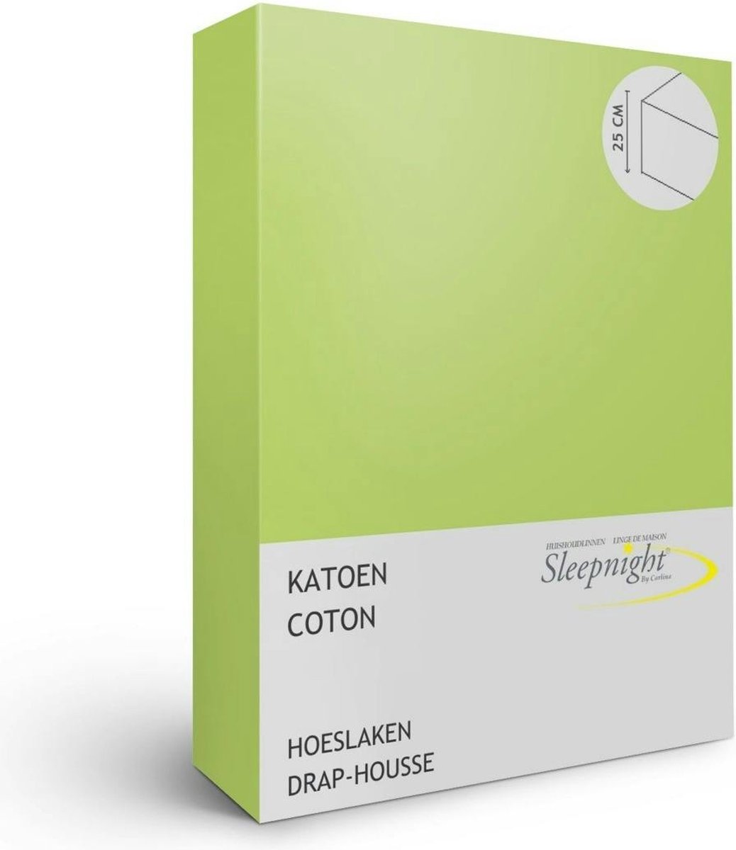 Sleepnight Hoeslaken - Katoen - (hoekhoogte 25 cm ) lime - B 160 x L 200 cm - Lits-jumeaux - Geschikt voor Standaard Matras - 798498-B 160 x L 200 cm