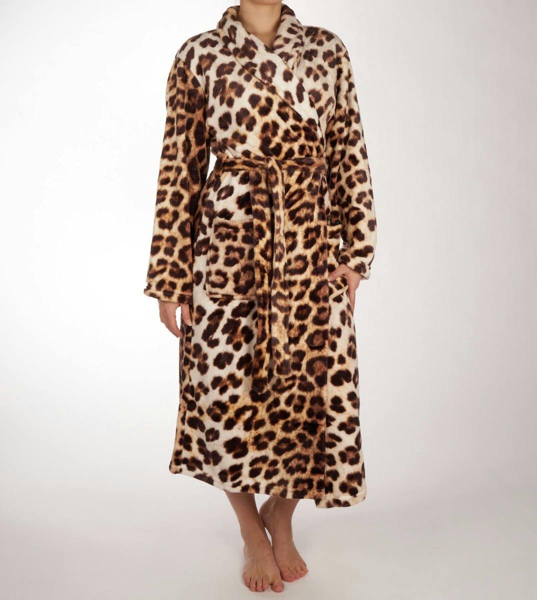 ZoHome Leopard Badjas Lang - Fleece - Maat XL - Brown - iSleep