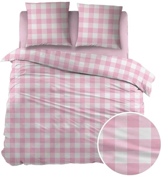 Sleepnight - Flanel Pink Geruit - LP002820 - B 200 x L 220 cm - 2-persoons -
