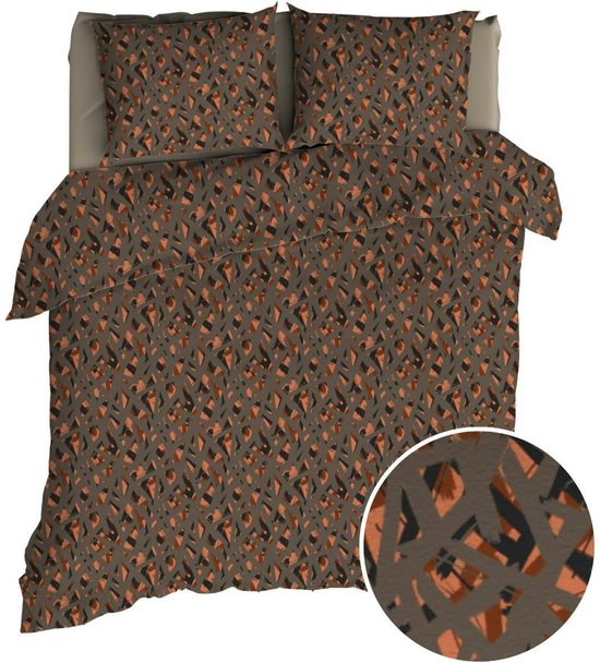 Housse de couette Romanette Glockner - Double - 200x200/220 cm - Taupe/ Terra