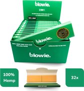 Blowie® Premium 100% Hemp Vloeipapier met Filter Tips – 33 Vloeitjes & Filter Tips per Boekje – King Size Slim - Lange Vloei – 32 Boekjes per Doos - Combideal