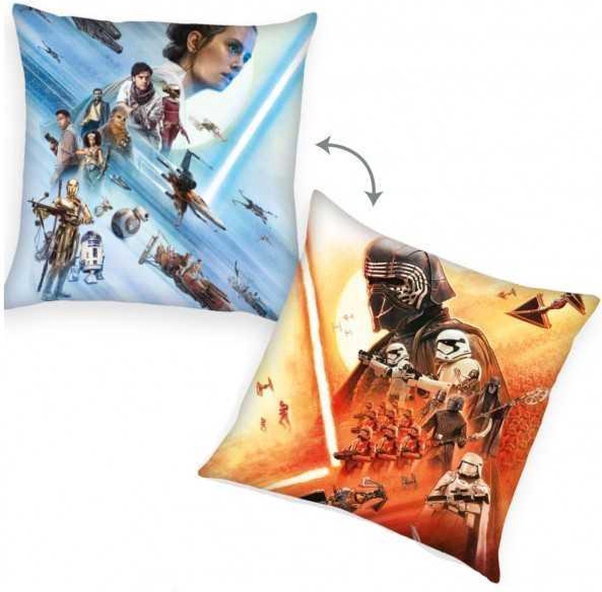 Sierkussen Star Wars- 40x40cm- polyester- gevuld, zacht- Disney- film- oranje en lichtblauw