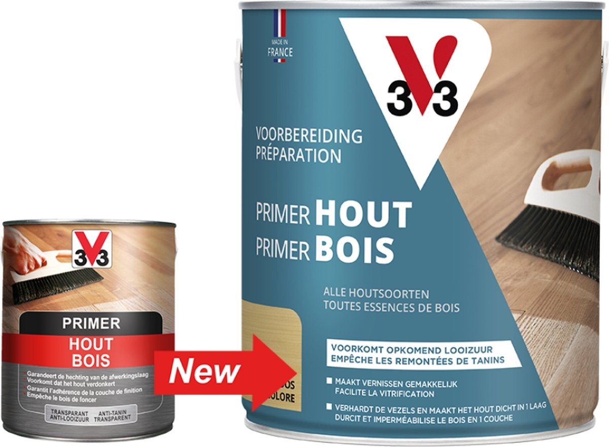 V33 Primer Hout - 0,75 l - 12 m²/l