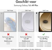 iMoshion Trifold Tablet Hoes & Screenprotector Gehard Glas Geschikt Samsung Galaxy Tab A9 Plus tablethoes - Paars
