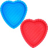 2 verpakkingen 10 '' Love Heart taartvorm, siliconen taartvorm bakvorm voor verjaardag verjaardagstaart, taarten, laib, muffin, brownie, kaascake, flan, brood, blauw