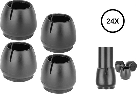 Stoelpootbeschermers, set van 24 stuks, ronde stoelpootkappen (medium