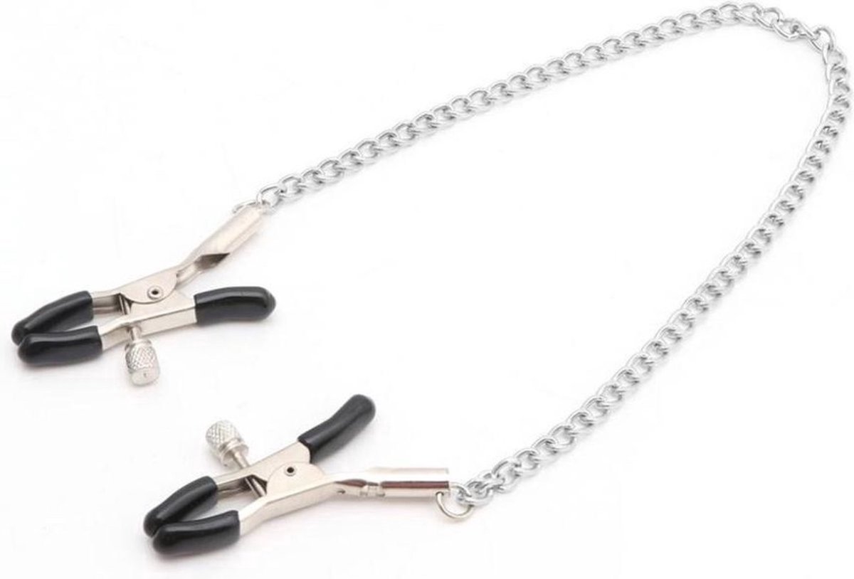 Goedkoopste CHPN - Tepelklem - Tepelklemmen met ketting - Erotiek - 32cm - Klem voor tepels - 18 - Zilverkleurig - Klemmetjes voor tepels