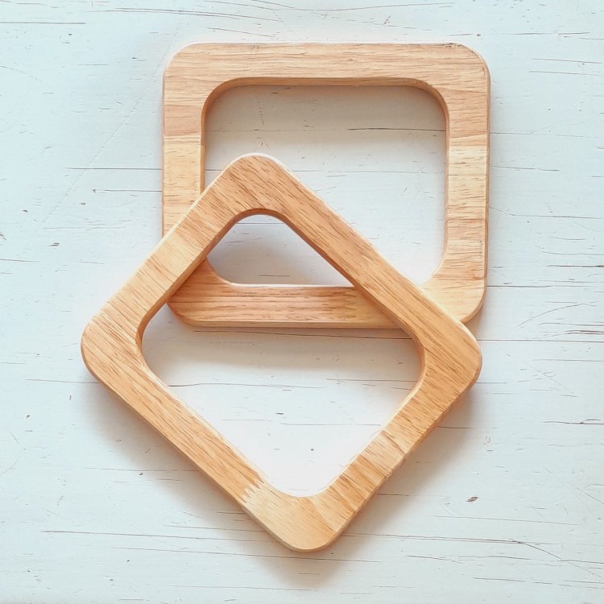 Houten handvat voor tas-rechthoek 13x15 cm-per paar-haken-macramé-breien-DIY tas