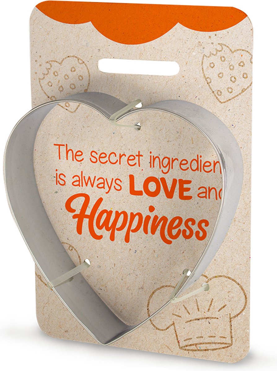 Koekvormpje, hart vorm, Love secret ingredient, koekjesvorm, cadeau idee verjaardag, origineel cadeautje