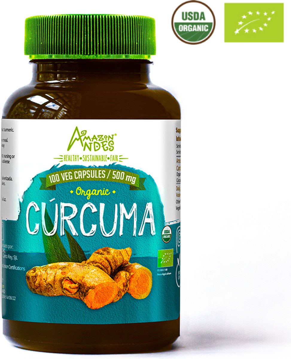 Goedkoopste Amazon Andes - Pure Kurkuma Capsules - 500mg - 100st - Curcuma -Turmeric - Geelwortel - Anti Oxidant - Vegan - 100 Kurkuma