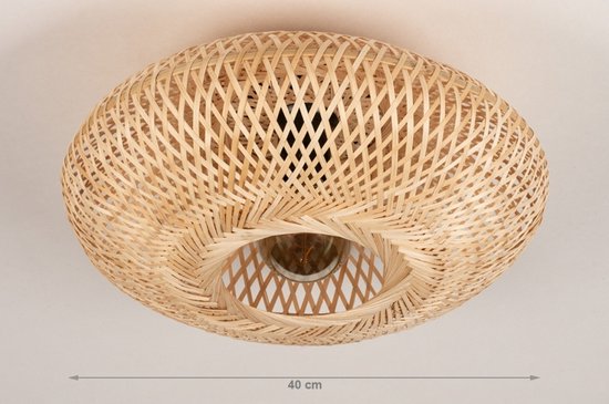 Lumidora Plafondlamp 74516 - Plafonniere - JOAH - E27 - Bruin - Naturel - Riet - ⌀ 40 cm