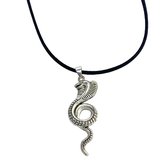 Slang- Koordketting- 45 cm- Zwart- Reptiel- Cobra-Charme Bijoux
