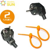 Colorful Sun® Plug Set - Fiche d'alimentation coudée - Fiche Schuko - Fiche correspondante - Mise à la terre - Sécurité enfant - 250 V - 16 A - Zwart
