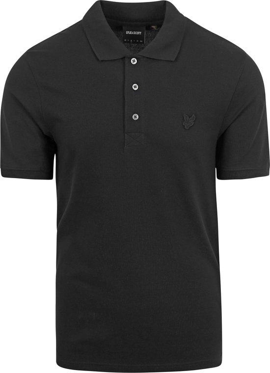 Lyle and Scott - Tonal Eagle Polo Zwart - Regular-fit - Heren Poloshirt Maat S