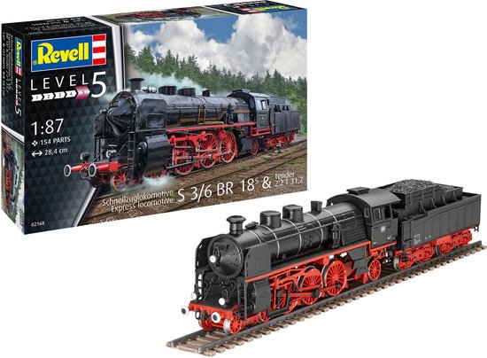 Foto: 1 87 revell 02168 express locomotive s3 6 br18 5 with tender 2 2 t plastic modelbouwpakket