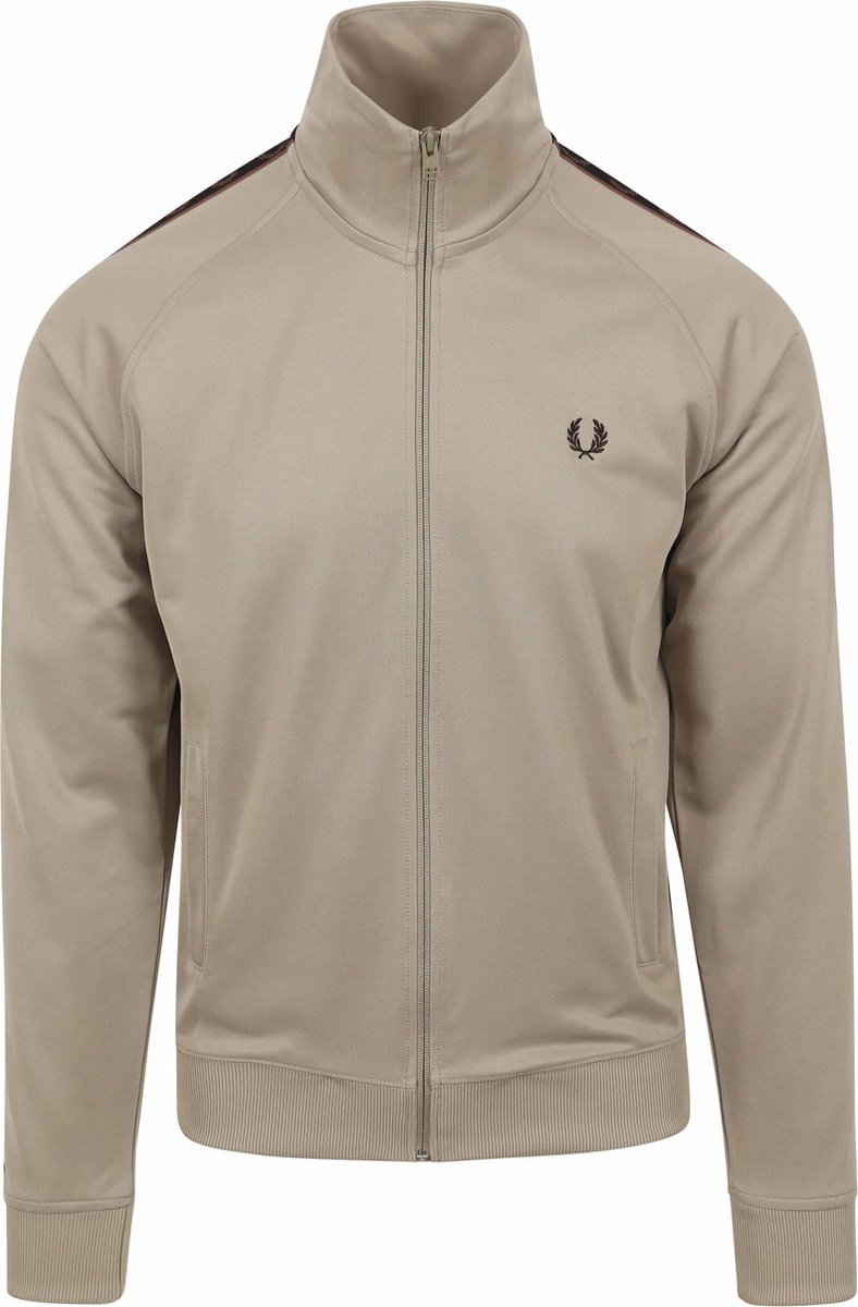 Fred Perry Taped Track Jacket Greige Heren – Modern-fit Grijs