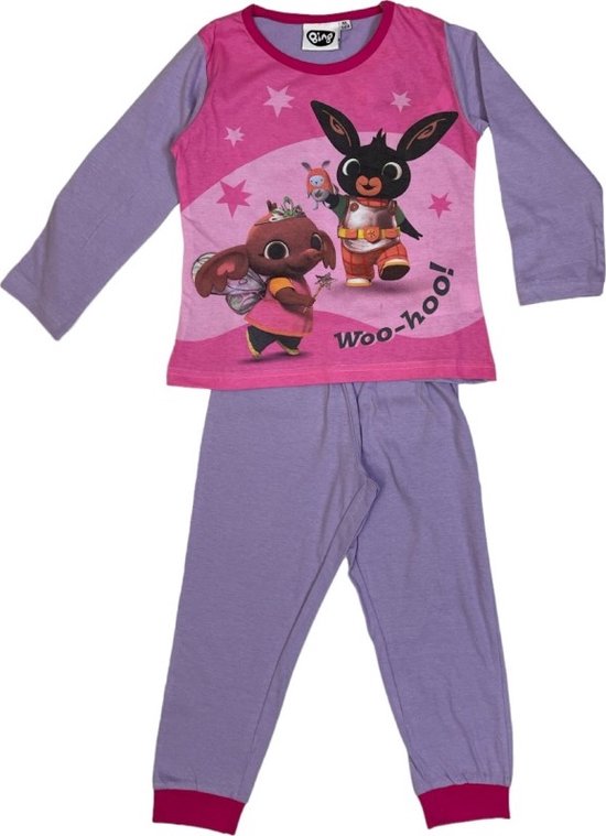 Bing pyama - paars shirt en roze broek - Bing pyjama - maat 110 - 100% katoen
