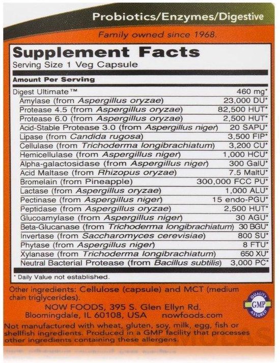 Supplementen - Digest Ultimate - Vegan - 60 capsules - Now Foods -