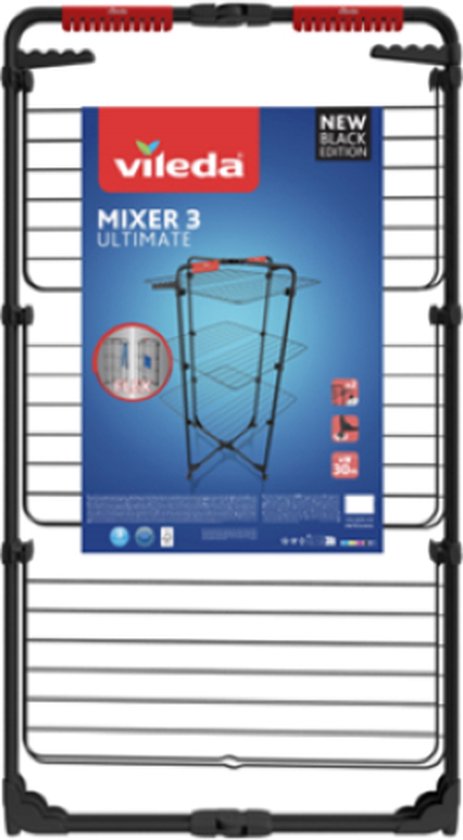 Vileda Mixer 3 Ultimate - Tour de séchage - Longueur de séchage 30 m - Black Edition