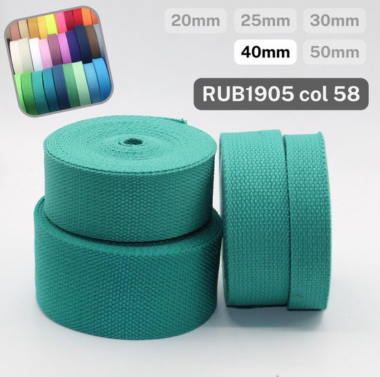 10 mètres de sangle COTON 40mm VERT 58