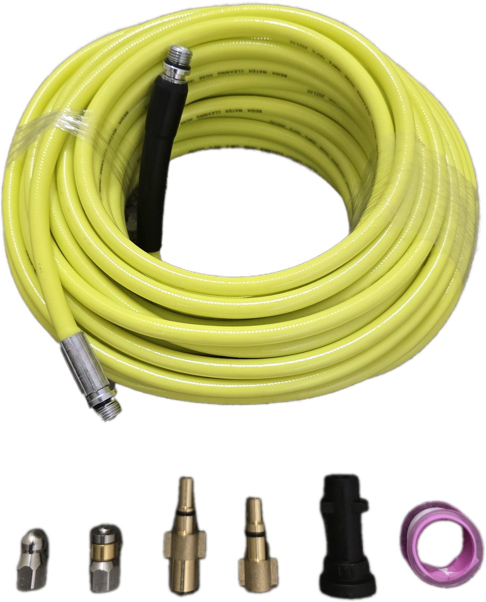 Rioolslang 15 Meter Geel Geschikt Voor Kärcher K2 K3 K4 K5 K6 K7 Lavor Parkside Black & Decker en Bosch Hogedrukreinigers Rioolreinigingsveer Rioolontstopper Hogedrukreinigeraccessoires