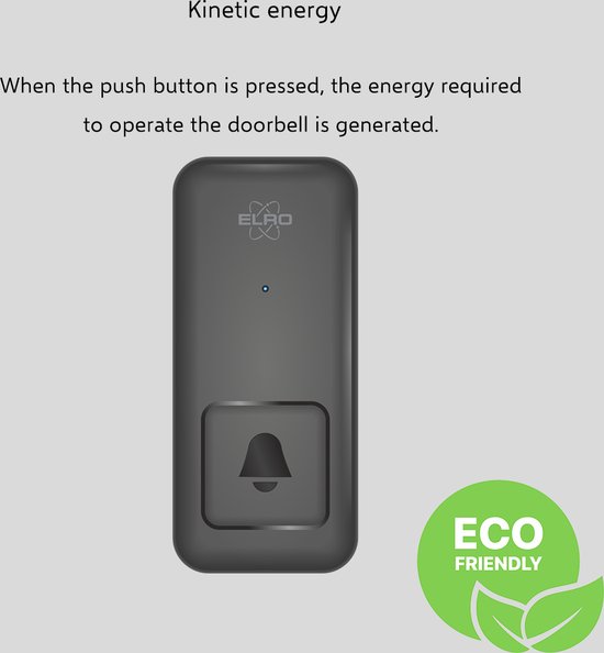 ELRO DB4000 Draadloze Kinetische Deurbel Set – Nederlandse Versie – met 2x Plug-in Ontvanger met Stopcontact – Geen Batterijen nodig
