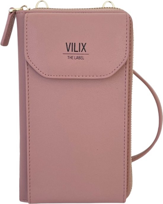 Vilix The Label - Nova tasje - portemonnee- & telefoontasje in één - vegan - compact - Donker Roze