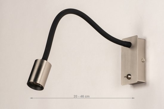 Lumidora Wandlamp 74106 - Voor binnen - MIRJAM - Ingebouwd LED - 5.0 Watt - 300 Lumen - 2700 Kelvin - Zwart - Staalgrijs - Metaal