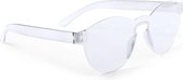 New Age Devi - Feestelijke transparante verkleed-zonnebril voor volwassenen - Partybril met doorzichtig montuur