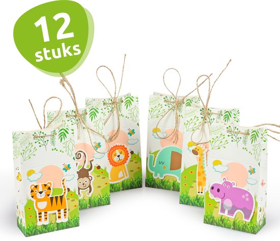 Isa's Friends® - Uitdeelzakjes Safari - 12 stuks - Uitdeelcadeaus