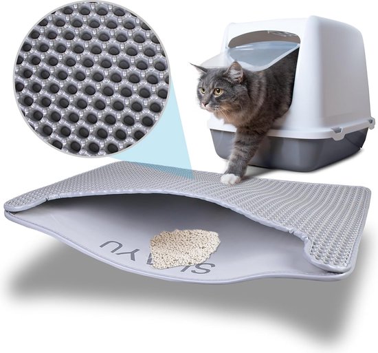 Waterdichte En Antislip Kattenbakmat 40 X 30 Cm - Ideaal Voor Het Opvangen Van Kattenbakvulling Beige