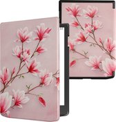 kwmobile hoes geschikt voor Pocketbook InkPad 4 - Magnetische sluiting - E reader cover in poederroze / wit / oudroze - Magnolia design