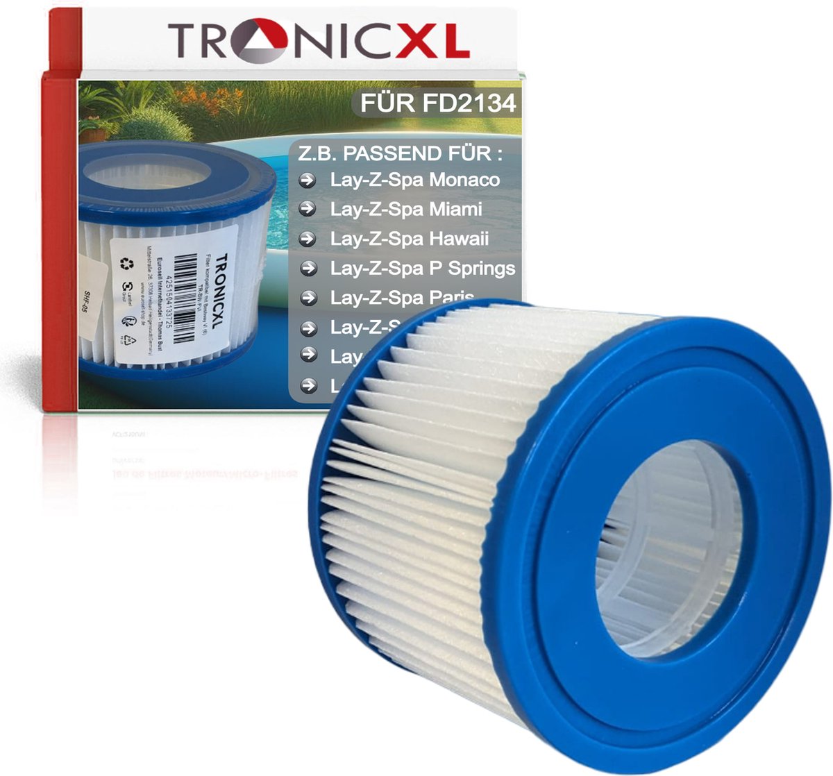 TronicXL 4 stuks Pool Filter geschikt voor Bestway TYP VI Gr vi - filterpatronen geschikt voor Lay-Z-Spa Miami Vegas Monaco BW58323 58239-6 Whirlpool reserveonderdeel vervangingsfilters 60311 58323 (4 stuk)