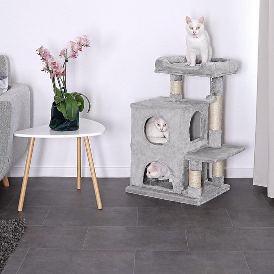Kattenboom 143 cm met 2 gezellige uitkijkplateaus beige PCT15BE